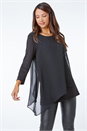 Black Embellished Chiffon Overlay Top, Image 1 of 5