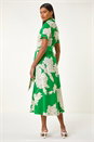 Green Shadow Floral Print Shirt Dress, Image 3 of 5