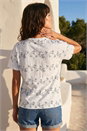 Ivory  Floral Puff Print T-Shirt, Image 3 of 4