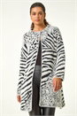 Grey Abstract Animal Print Fluffy Cardigan, Image 4 of 5