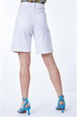 White Longline Denim Bermuda Shorts, Image 3 of 5