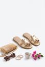 Gold iKrush Gold Aria Womens H-Strap Flat Slide Sandals, Image 5 of 8