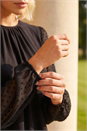 Black Petite Contrast Dobby Stretch Top, Image 4 of 4