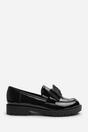 Black Kinley Chunky Bow Detail Patent Loafers, Image 2 of 6