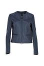 Navy "Ethel" Real Leather Collarless Jacket, Image 1 of 4