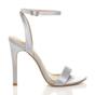 Silver AJVANI Silver Ankle Strap Barely There High Heeled Sandals, Image 2 of 5