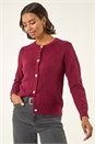 Burgundy Cable Knit Buttoned Cardigan, Image 4 of 5