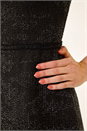 Black Textured Trim Detail Stretch Dress , Image 5 of 5