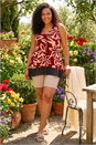 Red Curve Floral Print Chiffon Hem Vest Top, Image 1 of 4