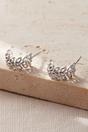Silver Sterling Silver Olive Leaf Half Hoop Studs, Image 2 of 2