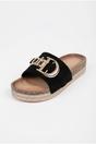 Black Mia Womens Embellished Cork Platform Sliders, Image 4 of 4