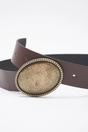 Brown Oval Buckle Faux Leather Belt, Image 3 of 3
