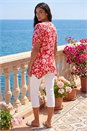 Red Floral Print Hanky Hem Tunic Top, Image 3 of 4