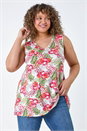 Red Curve Floral V-Neck Stretch Vest Top, Image 4 of 5