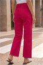 Red Petite Cotton Frayed Hem Trouser, Image 3 of 4