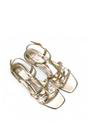 Gold XY LONDON Gold 'Danielle' Flat Strappy Caged Square Toe Sandals With Buckle, Image 6 of 6