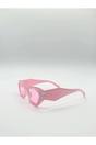 Pink SVNX Pink Angular Cat-Eye Sunglasses in Pink, Image 2 of 3