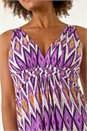 Purple Geometric V-Neck Maxi Dress, Image 5 of 5