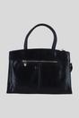 Black Real Leather Structured Handbag with Detachable Strap, Image 3 of 4