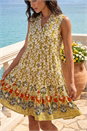 Olive Leaf Print Button Smock Dress, Image 3 of 4