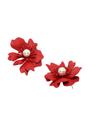 Red AVANT-GARDE PARIS Red Floral Pearl Stud Earrings In Light Pink, Image 3 of 5