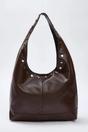Dark Brown WOVCOR Dark Brown Oval Medium Shoulder Bag With Stud Detail, Image 1 of 3