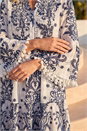 Navy  Beaded Tassel Trim Smock Dress, Image 4 of 4
