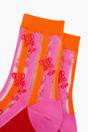 Multi Lobster Stripes Combed Cotton Sheer Pop Socks in Pink/Red, Image 2 of 4