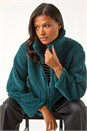 Teal Funnel Neck Fleece Jacket, Image 1 of 6