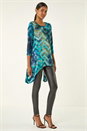 Blue Boucle Stretch Hanky Hem Top, Image 2 of 5