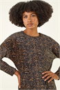 Tan Animal Print Bubble Hem Top, Image 4 of 5