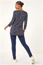 Navy  Spot Print Pleat Front Tunic Top, Image 4 of 5