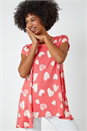 PINK Heart Print Hanky Hem Tunic Top, Image 2 of 6
