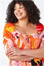 Orange Curve Floral Stretch Jersey Top, Image 4 of 5
