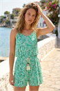 Green Leaf Print Tassel Tie Playsuit, Image 2 of 4