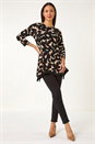 Black Abstract Print Hanky Hem Tunic, Image 2 of 5