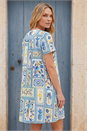 Blue Petite Floral Tile Tunic Dress, Image 3 of 4