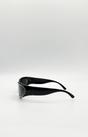Black Racer Style Sunglasses with Black Lenses, Image 3 of 4