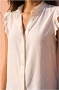 Cream  Frill Sleeve Blouse, Image 4 of 4