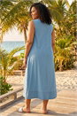 Denim Curve V-Neck Swing Dress, Image 2 of 4