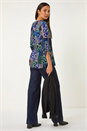 Navy  Paisley Contrast Print Stretch Top, Image 3 of 5