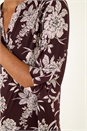 Burgundy Floral Puff Print Stretch Shirt, Image 5 of 5