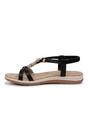 Black Saoirse Embellished Strappy Flat Sandals, Image 1 of 5