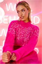CERISE Fluffy Sequin Embellished Jumper, Image 1 of 6