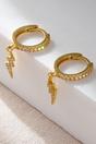 Gold Lightning Bolt Sparkly Hoops Sterling Silver, Image 3 of 3