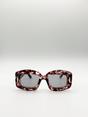 Brown Oversized Chunky Rectangle Sunglasses in Brown Multi, Image 1 of 6