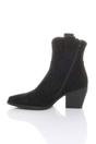Black AJVANI Black Mid Cuban Heel Pointed Toe Western Cowboy Ankle Boots, Image 3 of 4