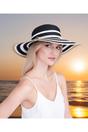 Black Samara - Striped Wide Brim Straw Hat, Image 1 of 1