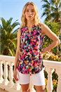 Black Abstract Print Stretch Vest Top, Image 1 of 4