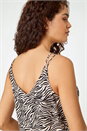 Black Animal Print Strap Detail V-Neck Cami Top, Image 5 of 5